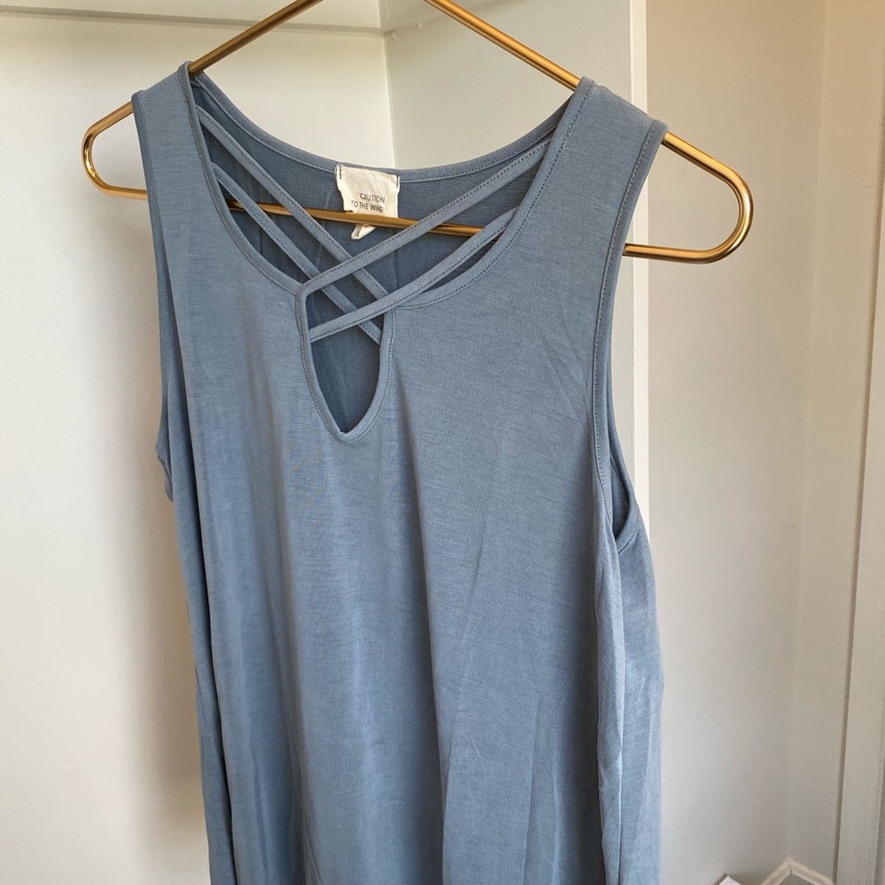 Caution to the Wind Blue/Grey Tank (size M)